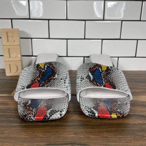 Chocolat Blu Cali Womens Sz 10 Shoes Snake Print Leather Comfort Slide Sandal - Picture 2 of 13